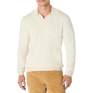 imageAmazon Essentials Mens Long Sleeve Regular Fit Knit Polo SweaterSand Heather
