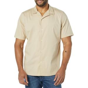 imageAmazon Essentials Mens Vacation Cotton Resort Shirt SlimFit Short SleeveKhaki Brown