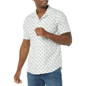 imageAmazon Essentials Mens Vacation Cotton Resort Shirt SlimFit Short SleeveLight Blue Bird Print