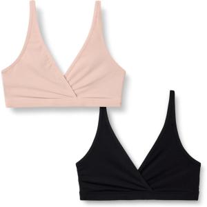 imageAmazon Essentials Womens Peached Microfiber Pullover Nursing Sleep Bra Pack of 2BlackSoft Petal