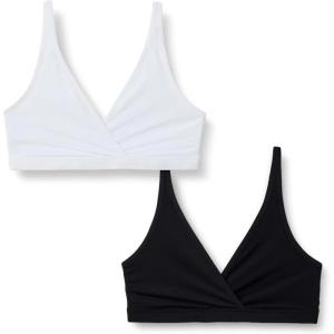 imageAmazon Essentials Womens Peached Microfiber Pullover Nursing Sleep Bra Pack of 2BlackWhite