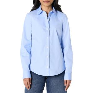imageAmazon Essentials Womens RegularFit Stretch Poplin ButtonUp Dress ShirtPowder Blue