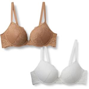 imageAmazon Essentials Womens Stretch Galloon Lace Push Up Wired BraWashed BronzeWhite