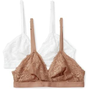 imageAmazon Essentials Womens Stretch Galloon Lace Unlined Triangle BraWashed BronzeWhite