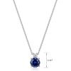 imageAmazon Collection Created Gemstone and 115 CT TW Lab Grown Diamond Pendant Necklace with Cable Chain in Platinum Over Sterling Silver 18quot 2quot ExtenderBlue Sapphire