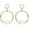 imageAmazon Essentials Demis Pick Baroque Pearl Womens Hoop Earrings  GoldTone Fine Silver Plated Open Circle Design