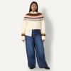 imageAmazon Essentials Demis Pick Womens OversizedFit Fair Isle Crewneck SweaterCream Caramel Chevron Knit