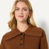 imageAmazon Essentials Demis Pick Womens RelaxedFit Button Collar SweaterCaramel Heather