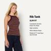 imageAmazon Essentials Demis Pick Womens SlimFit Stretch Rib HighNeck TankBurgundy Brown Stripe