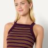 imageAmazon Essentials Demis Pick Womens SlimFit Stretch Rib HighNeck TankBurgundy Brown Stripe