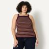 imageAmazon Essentials Demis Pick Womens SlimFit Stretch Rib HighNeck TankBurgundy Brown Stripe