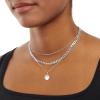 imageAmazon Essentials Polished Disc and Beaded Chain 2 Row Layer NecklaceSilver