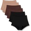 imageAmazon Essentials Womens Microfiber Boyshorts Boyshort ampamp High Waisted Boyshort Pack of 6BlackRich HazelWashed Bronze