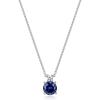 imageAmazon Collection Created Gemstone and 115 CT TW Lab Grown Diamond Pendant Necklace with Cable Chain in Platinum Over Sterling Silver 18quot 2quot ExtenderBlue Sapphire