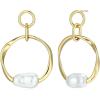 imageAmazon Essentials Demis Pick Baroque Pearl Womens Hoop Earrings  GoldTone Fine Silver Plated Open Circle Design