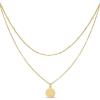 imageAmazon Essentials Polished Disc and Beaded Chain 2 Row Layer NecklaceYellow Gold