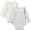 imageAmazon Essentials x Sofia Grainge Baby Girls LongSleeve Ruffle Collar Bodysuit Pack of 2BloomsIvory