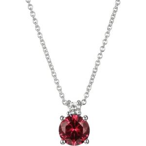 imageAmazon Collection Created Gemstone and 115 CT TW Lab Grown Diamond Pendant Necklace with Cable Chain in Platinum Over Sterling Silver 18quot 2quot ExtenderRuby