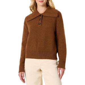 imageAmazon Essentials Demis Pick Womens RelaxedFit Button Collar SweaterCaramel Heather