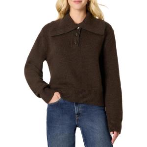 imageAmazon Essentials Demis Pick Womens RelaxedFit Button Collar SweaterChocolate Heather