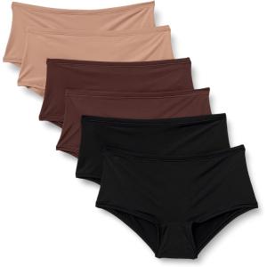 imageAmazon Essentials Womens Microfiber Boyshorts Boyshort ampamp High Waisted Boyshort Pack of 6BlackRich HazelWashed Bronze
