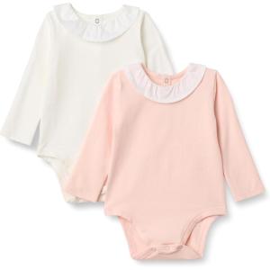 imageAmazon Essentials x Sofia Grainge Baby Girls LongSleeve Ruffle Collar Bodysuit Pack of 2IvoryLight Pink