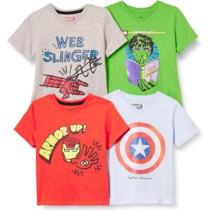 imageAmazon Essentials Boys ShortSleeve VNeck TShirtsMarvel Iconic Friends