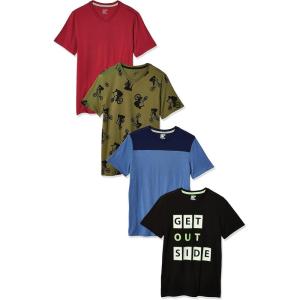 imageAmazon Essentials Boys ShortSleeve VNeck TShirtsRedBlueBlack