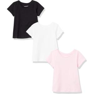imageAmazon Essentials Girls ShortSleeve TShirtsWhiteBlackPink