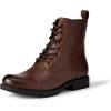 imageAmazon Essentials Mens Cap Toe Lace Up Combat Boots With ZipperDark Brown