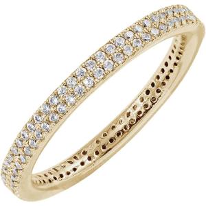 imageAmazon Essentials 14K Gold or Rhodium Plated Double Row Pave Eternity RingYellow Gold