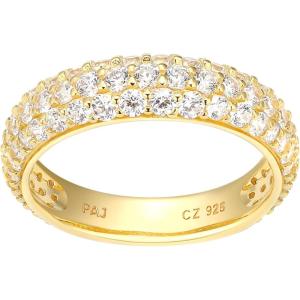 imageAmazon Essentials Cubic Zirconia Classic Pave Eternity Ring in Sterling SilverYellow