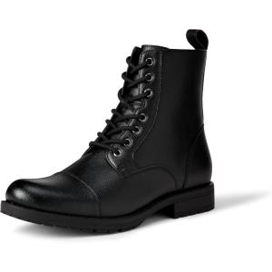 imageAmazon Essentials Mens Cap Toe Lace Up Combat Boots With ZipperBlack