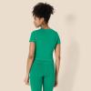 imageAmazon Essentials Womens Active FormFlex Buttery Soft Short Sleeve Slim Fit Crop Layering Workout TopEmerald Green