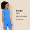 imageAmazon Essentials Womens Active FormFlex Buttery Soft Short Sleeve Slim Fit Crop Layering Workout TopOcean Blue