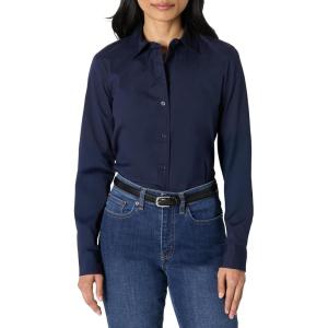 imageAmazon Essentials Womens SlimFit Stretch Poplin ButtonUp Dress ShirtNavy