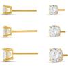 imageAmazon Essentials 14K Gold Plated Sterling Silver Round or Princess Cut Cubic Zirconia Stud Earring SetRose Gold