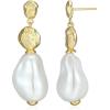 imageAmazon Essentials Demis Pick Pearl Drop Earrings for Women  GoldTone Fine Silver Plated Bridal Jewelry