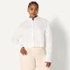 imageAmazon Essentials Demis Pick Womens Modern OversizedFit Cropped Cotton Stretch Poplin ButtonDown ShirtBright White