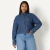 imageAmazon Essentials Demis Pick Womens Modern OversizedFit Cropped Denim ButtonDown ShirtMedium Blue Vintage
