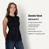 imageAmazon Essentials Demis Pick Womens RegularFit ButtonDown Denim VestRinse Denim
