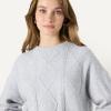 imageAmazon Essentials Demis Pick Womens RelaxedFit Cable Crewneck SweaterLight Grey Heather
