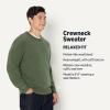 imageAmazon Essentials Mens RelaxedFit Cotton Blend Textured Crewneck Pullover SweaterDark Olive