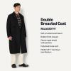 imageAmazon Essentials Mens RelaxedFit Double Breasted Wool Blend Longline TopcoatBlack