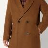 imageAmazon Essentials Mens RelaxedFit Double Breasted Wool Blend Longline TopcoatCaramel Heather