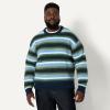 imageAmazon Essentials Mens RelaxedFit Faux Mohair Crewneck Pullover SweaterNavy Blue Stripe Knit
