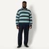 imageAmazon Essentials Mens RelaxedFit Faux Mohair Crewneck Pullover SweaterNavy Blue Stripe Knit