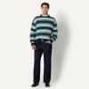 imageAmazon Essentials Mens RelaxedFit Faux Mohair Crewneck Pullover SweaterNavy Blue Stripe Knit