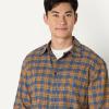 imageAmazon Essentials Mens RelaxedFit LongSleeve Flannel ShirtBlue Dark Khaki Houndstooth Plaid