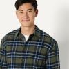 imageAmazon Essentials Mens RelaxedFit LongSleeve Flannel ShirtDark Olive Blue Simple Plaid